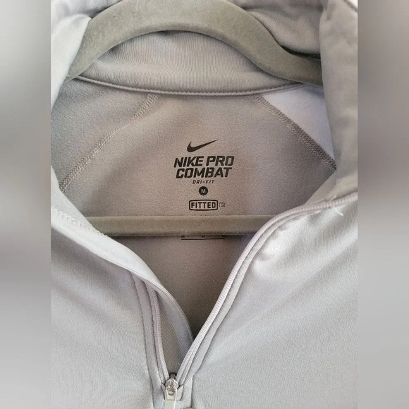 Nike Pro Combat Dri-Fit Therma Fit 1/2 Zip Jacket -Grey- Fitted Pullover -Size M - Picture 5 of 8